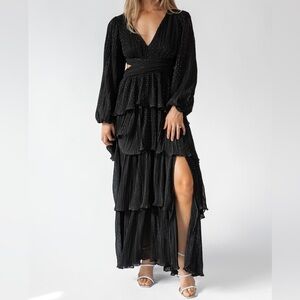 ASTR The Label Anora Black Tiered Open Back Dress